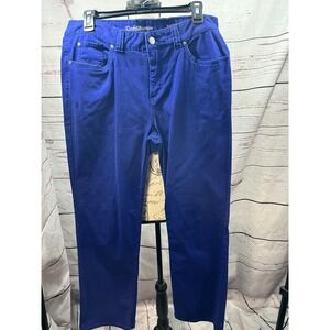 Croft & Barrow Womens Royal Blue Natural Fit Straight Leg Stretch Pants Size 12